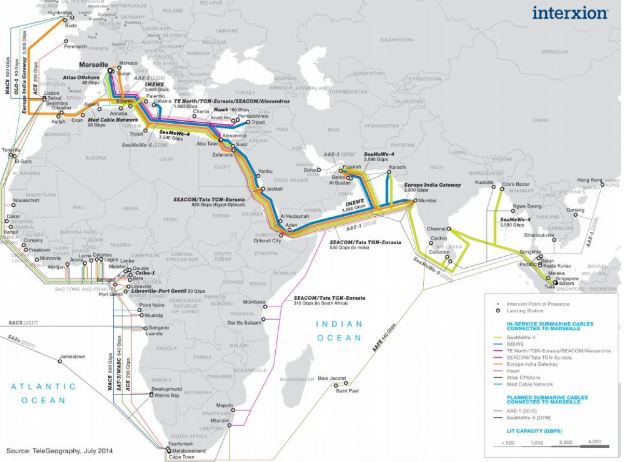 carte des câcles sous-marins